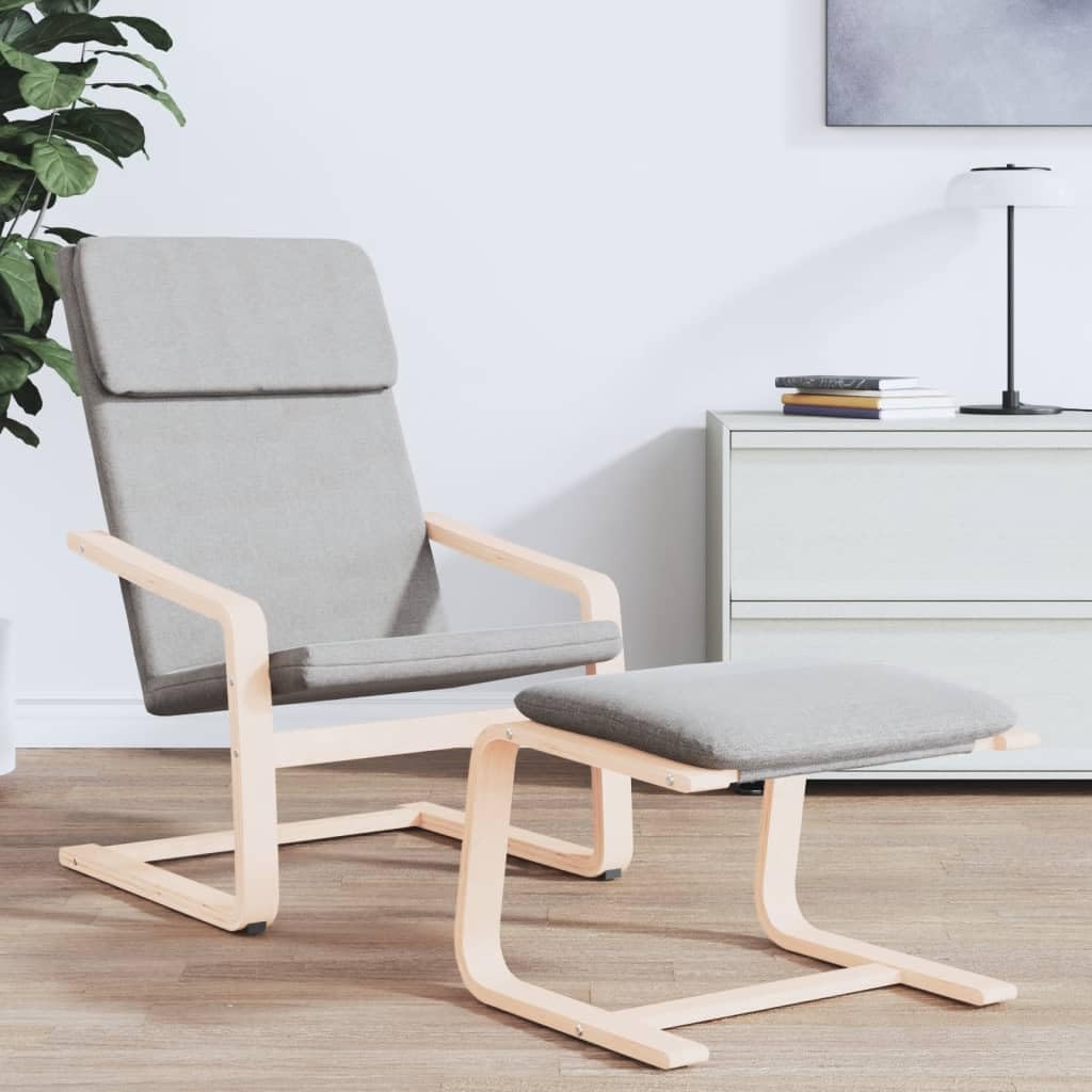vidaXL Light Gray Relaxing Chair - Fabric Armchair with Solid Birch Wood Frame for Durability and Maximum Load Capacity - Ideal for Living Room, Dining Room & Recreation Area.