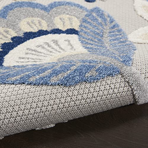 HomeRoots Blue/Grey 100% Polypropylene 5’ x 7' Blue and Gray Indoor Outdoor Area Rug