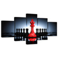 iHAPPYWALL Large 5 Pieces Modern Black And Red King And Knight Chess Pictures Print Canvas Wall Art for Home Chess Game RoomLivi