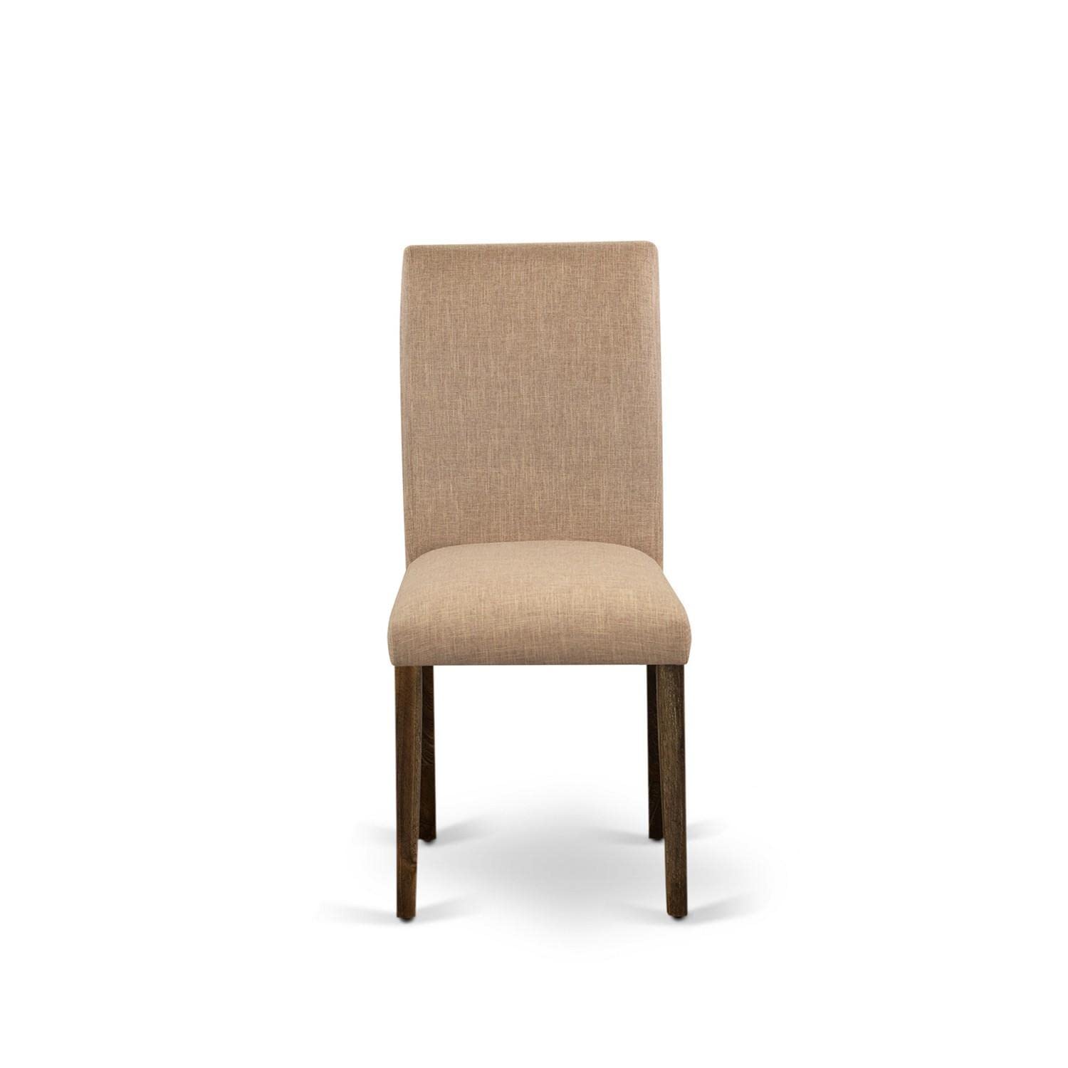 East West Furniture Abp7T47 Abbott Parson Kitchen Chairs - Light Sable Linen Fabric Padded Dining Chairs, Set Of 2, Jacobean