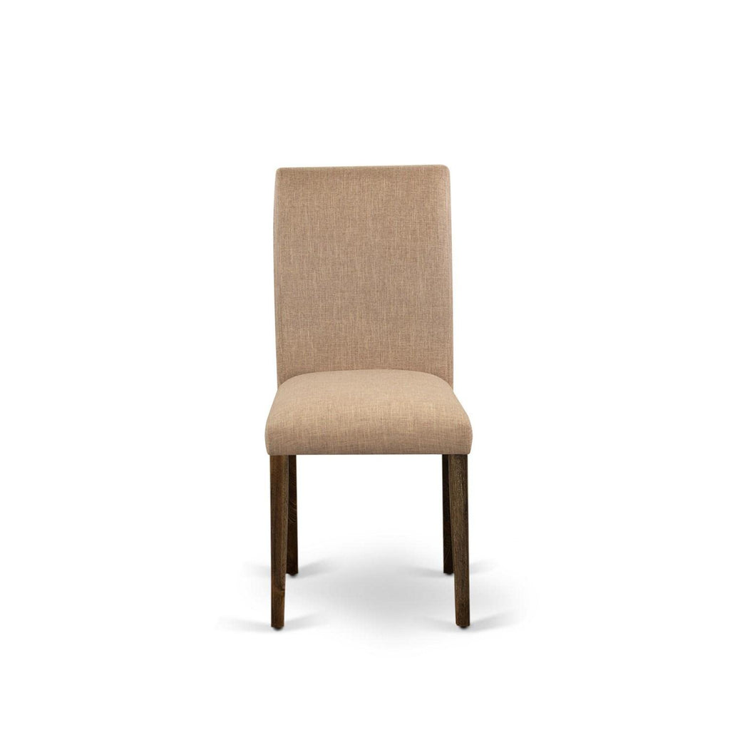 East West Furniture Abp7T47 Abbott Parson Kitchen Chairs - Light Sable Linen Fabric Padded Dining Chairs, Set Of 2, Jacobean
