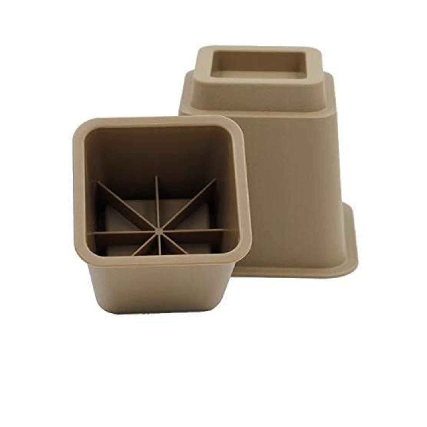 HomeRoots Adjustable Bed Risers and Furniture Risers, Heavy Duty Plastic Table Risers 3', 5' or 8' Furniture Riser for Bed and Sofa | Holds up to 1300LB Weight | Brown Color | Set of 4 Desk Risers