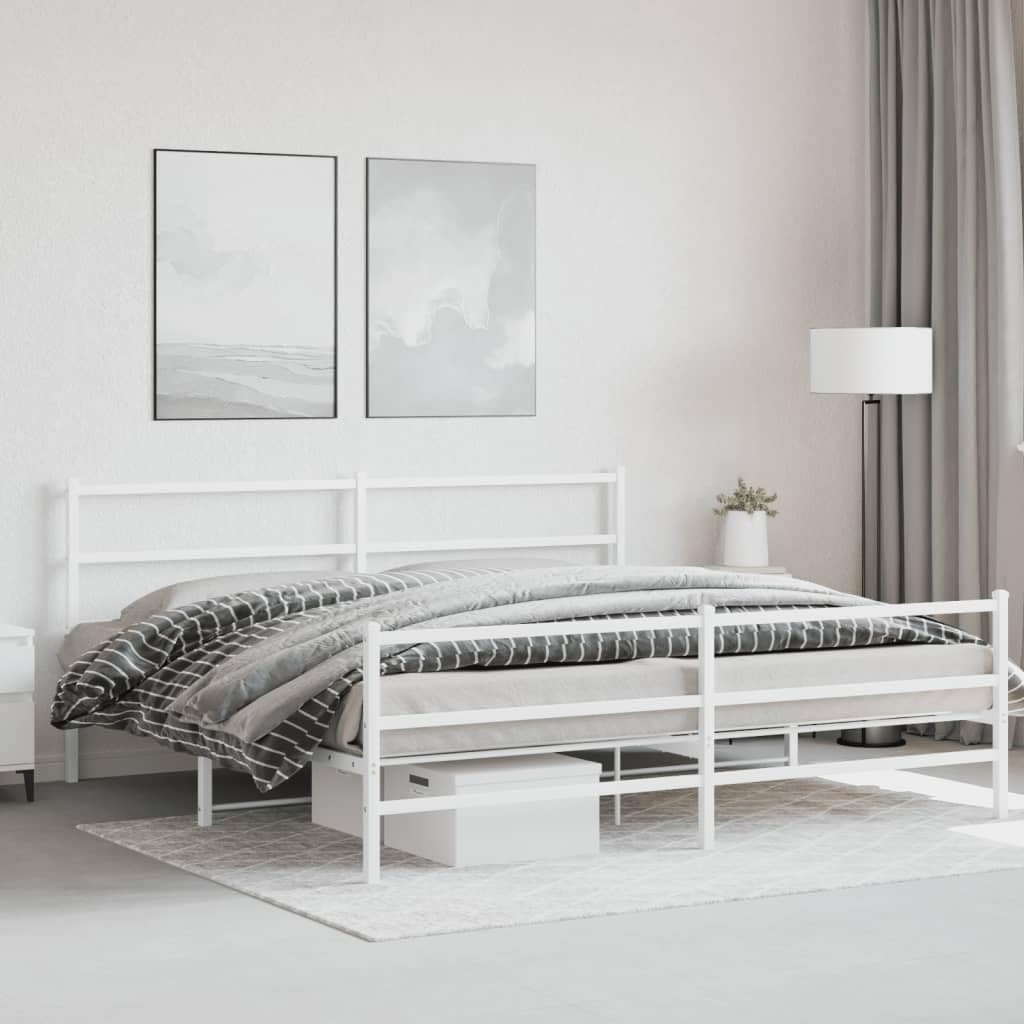 vidaXL Elegant Metal King Bed Frame - Thumbnail 3