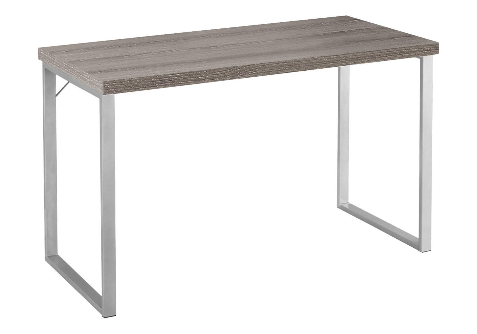 Monarch Specialties 7155 Computer Desk, Home Office, Laptop, 48' L, Work, Metal, Laminate, Brown, Grey, Contemporary, Modern Desk-48 L Dark Taupe Silver, 47.25' L x 23.75' W x 30' H