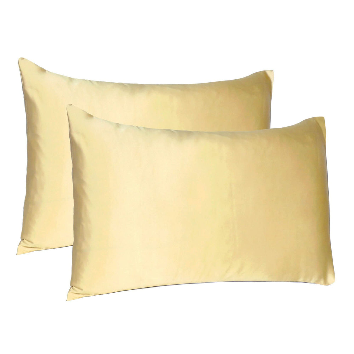 HomeRoots Pale Yellow Dreamy Set of 2 Silky Satin Queen Pillowcases