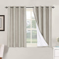 H.VERSAILTEX Linen Blackout Curtains 45 Inches Long 100% Absolutely Blackout Thermal Insulated Textured Linen Look Curtain Drape
