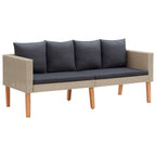 vidaXL Patio Furniture Set 3 Piece, Sectional Sofa for Outdoor Garden, Couch with Cushions, Coffee Table, Scandinavian Style, Poly Rattan Beige