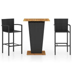 vidaXL Patio Bar Set 3 Piece Garden Outdoor Pub Balcony Backyard Terrace Bistro Dining Table Stool Chair Lounge Seat Home Furniture Black