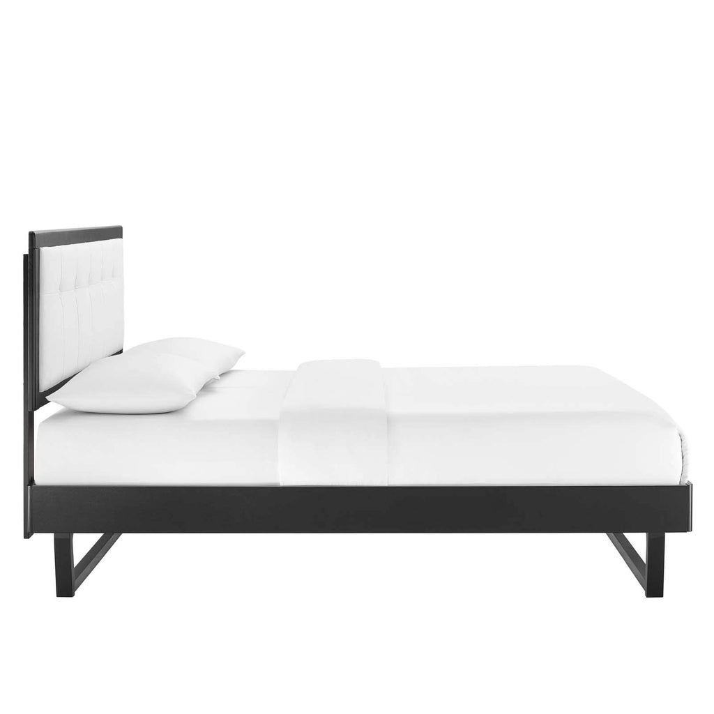 Modway Mod-6634-Blk-Whi Willow Full Wood Platform Bed With Angular Frame, Black White