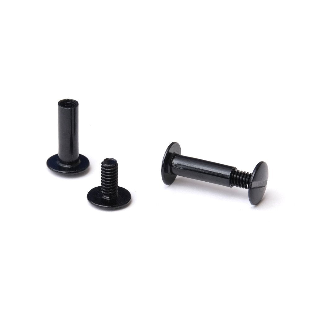 Trubind Aluminum Chicago Screw And Post Sets | 3/4 Inch Post Length | 3/16 Inch Post Diameter | Black | 100 Screws And 100 Posts