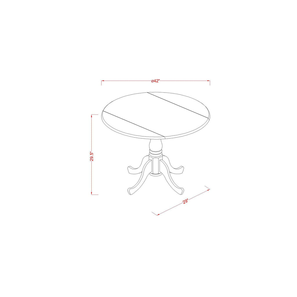 East West Furniture Dlno5-Oak-W 5 Pc Small Kitchen Table Set-Round Table And 4 Dining Chairs.