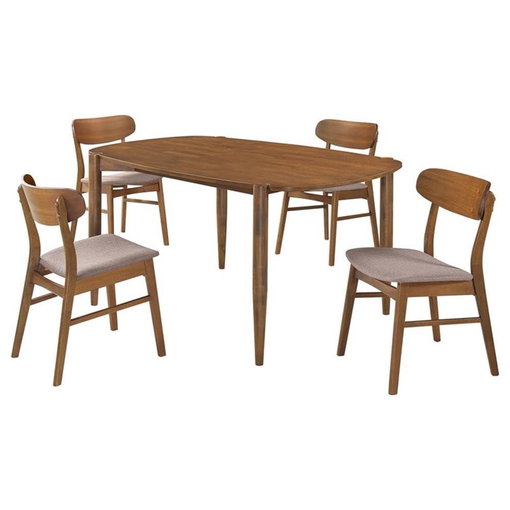 Coaster Home Furnishings Dortch 5-Piece Oval Solid Wood Dining Set Walnut