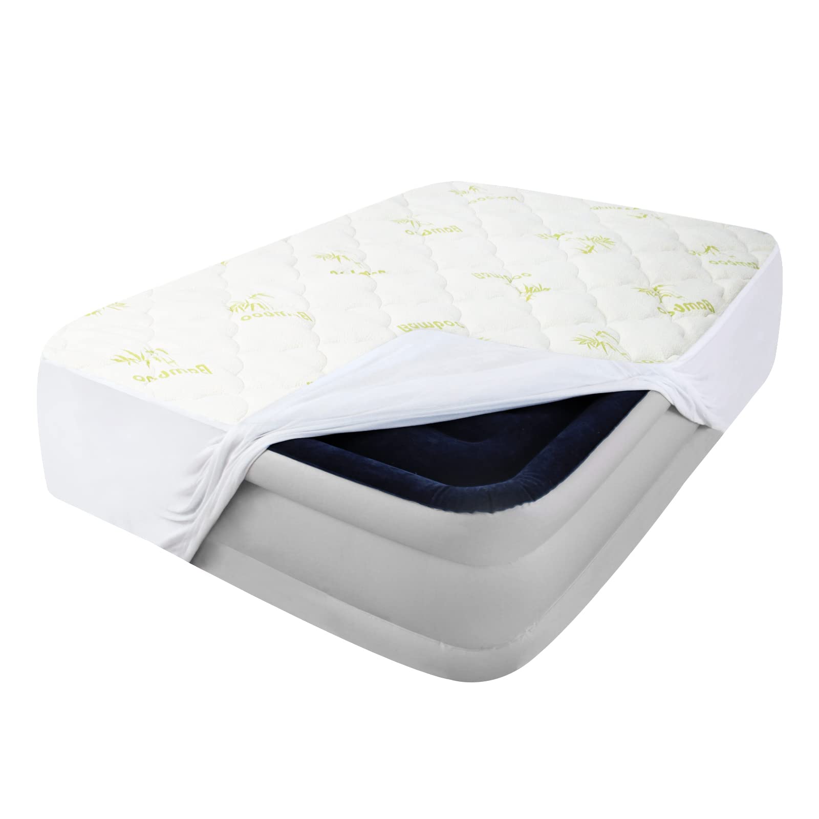 Air Mattress Cover Full Size Mattress Topper, Viscose Made From Bamboo Quilted Mattress Pad Topper, Noiseless Extra Plush Pillow Top Mattress Topper Full (15-23'' Deep Pocket)