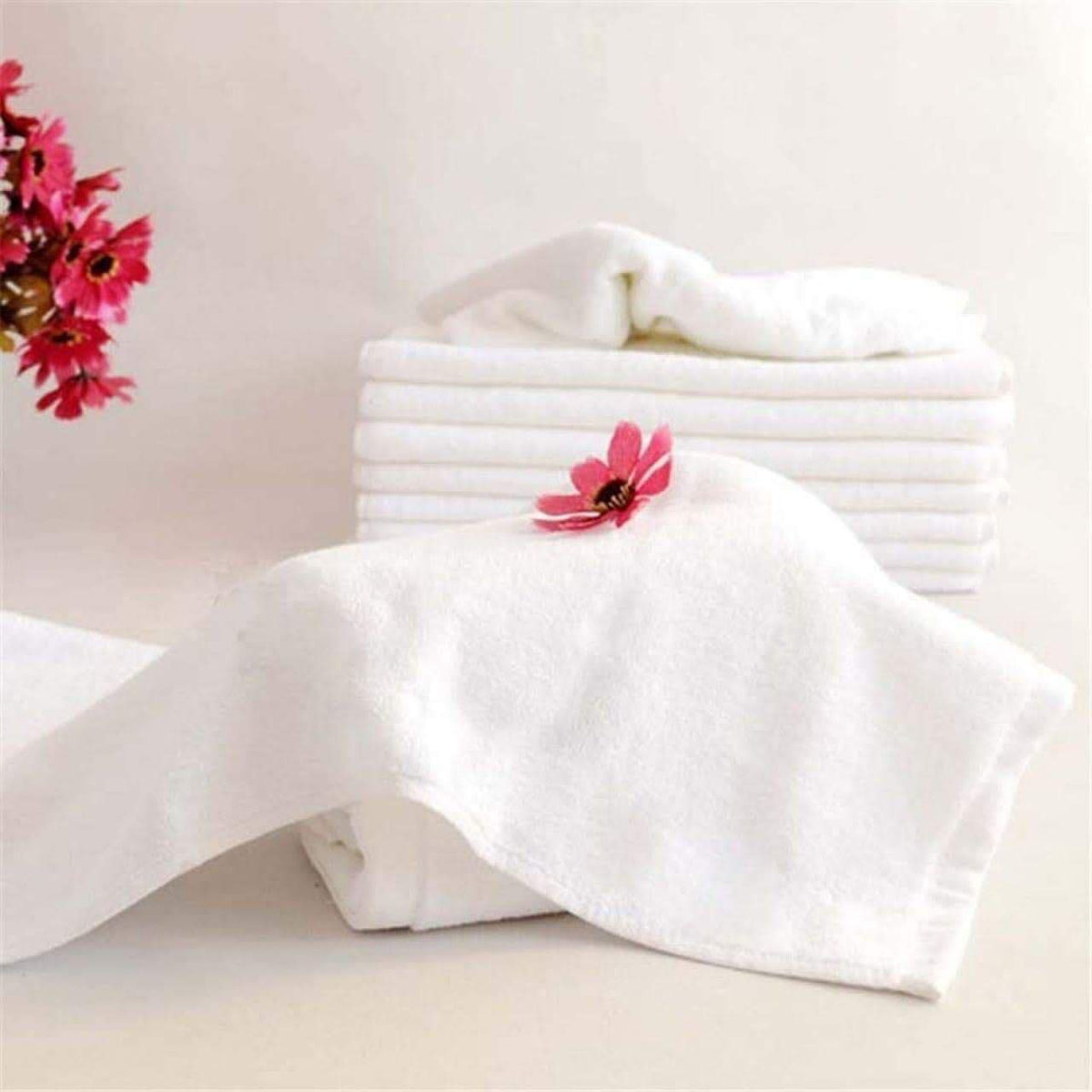 Home Decor 400 TC Cotton Bath Hand Towel, Bathroom Towel (White, Pack of 12)