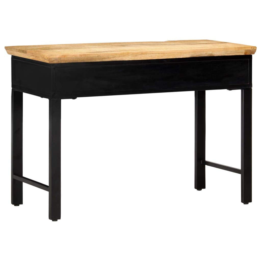vidaXL Solid Mango Wood Rectangular Writing Table with 2 Drawers, Brown Industrial-Style Computer Desk for Home or Office Use