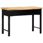 vidaXL Solid Mango Wood Rectangular Writing Table with 2 Drawers, Brown Industrial-Style Computer Desk for Home or Office Use
