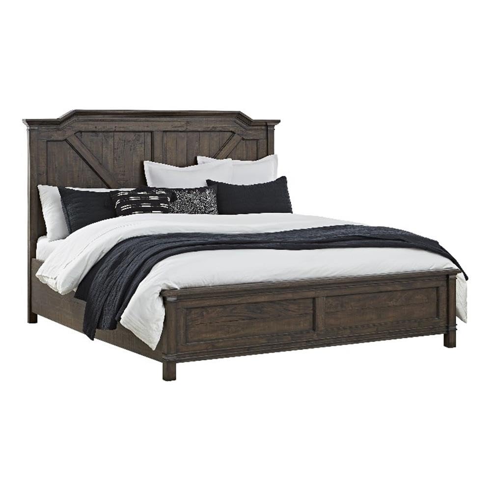 American Woodcrafters Farmwood Rustic Brown Wood Queen Panel Bed