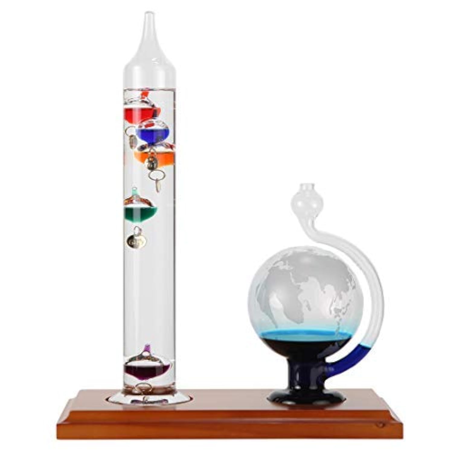 Lily'S Home Galileo Thermometer With Etched Glass Globe Barometer, A Timeless Design That Measures Temperatures From 64F To 80F