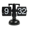 mooas Flip Desk Clock (Black), Retro Vintage Design Auto Flip Desk/Table Clock Large Number Battery Powered Internal Gear Operat