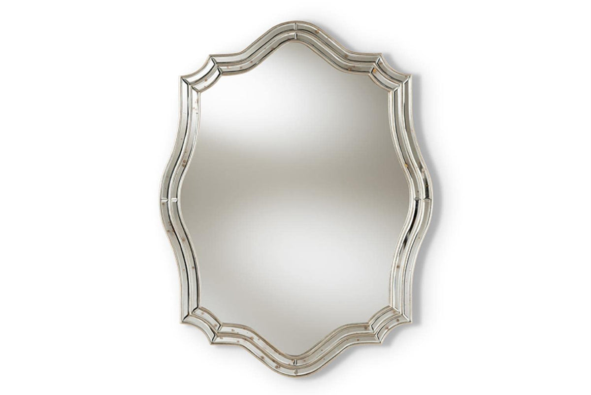 Baxton Studio Isidora Art Deco Antique Silver Finished Accent Wall Mirror