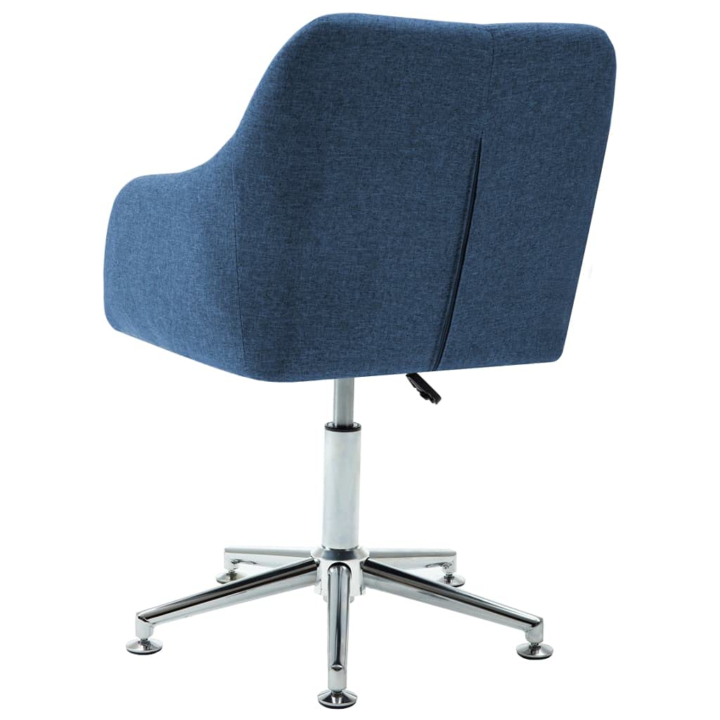 vidaXL 360-Degree Swivel Dining Chair in Blue Fabric, Ergonomically-Designed Upholstered Seat, Adjustable Height, Steel Legs, for Dining Room, Living Room, Office