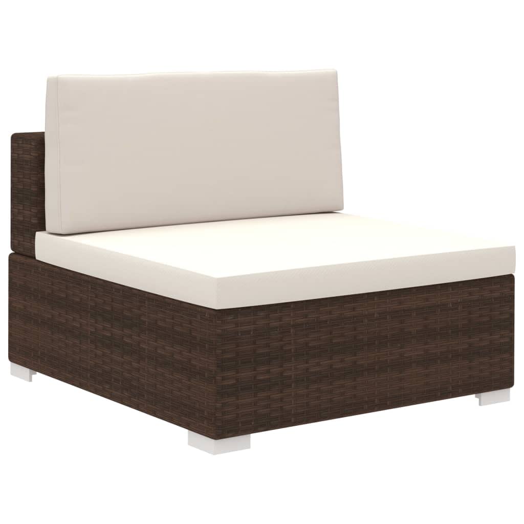 8 Piece Patio Lounge Set with Cushions Poly Rattan Brown