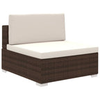 8 Piece Patio Lounge Set with Cushions Poly Rattan Brown