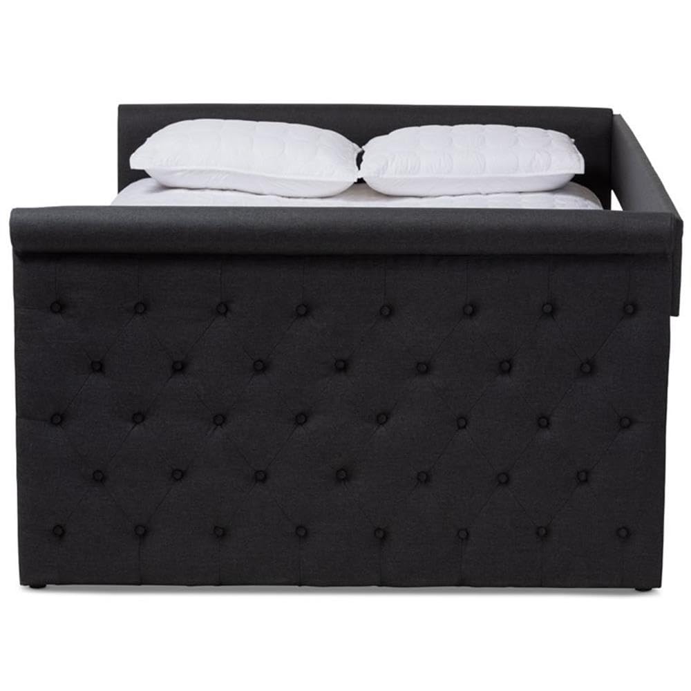 Baxton Studio Alena Modern and Contemporary Fabric Upholstered Daybed with Trundle