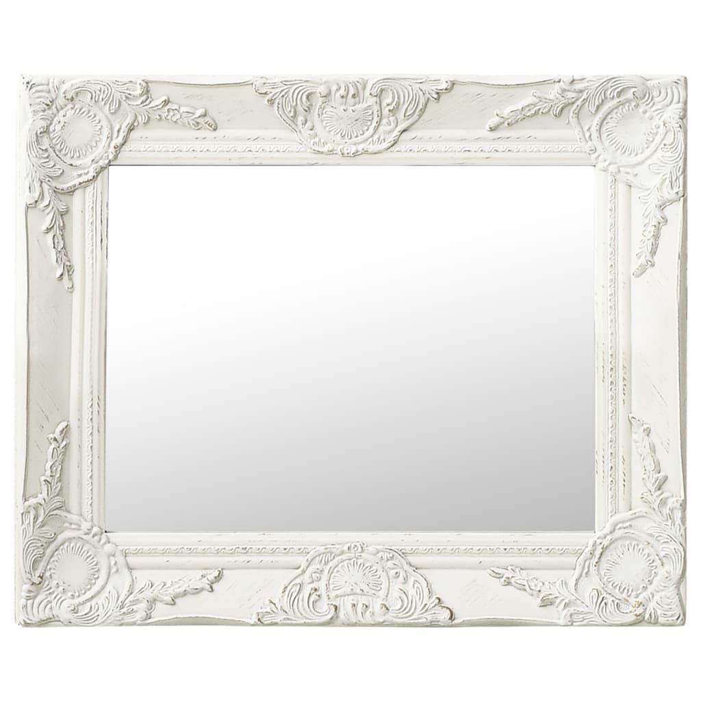 vidaXL Wall Mirror Baroque Style Handing Mirror Bathroom Bedroom Garderobe Wardrobe Home Decor Antique Retro Vintage Style 19.7&quot;x15.7&quot; White