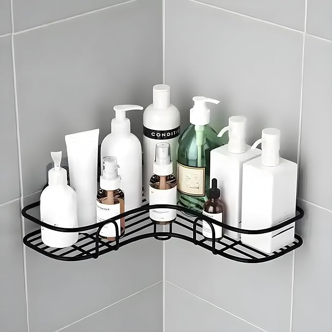 Kaugariv Bathroom Organiser Without Drill Corner | Shelf Adhesive Stand For Corner Rack For Bathroom | Shampoo Holder For Access