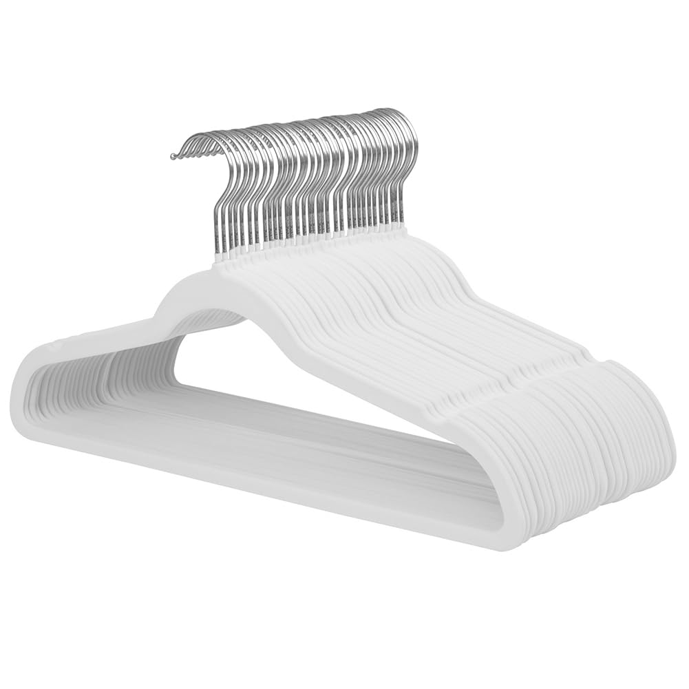 Stormix 36 Pack Velvet Hangers, 17.3 x 8.9 Inches Clothes Hangers, Non Slip Dresses Hangers with Shoulder Notches for Adult Whit