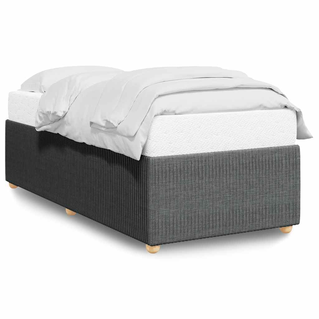 vidaXL upholstered Dark Gray Bed Frame - Twin XL Mattress Base, Polyester Fabric Bedstead with slats, Modern Style