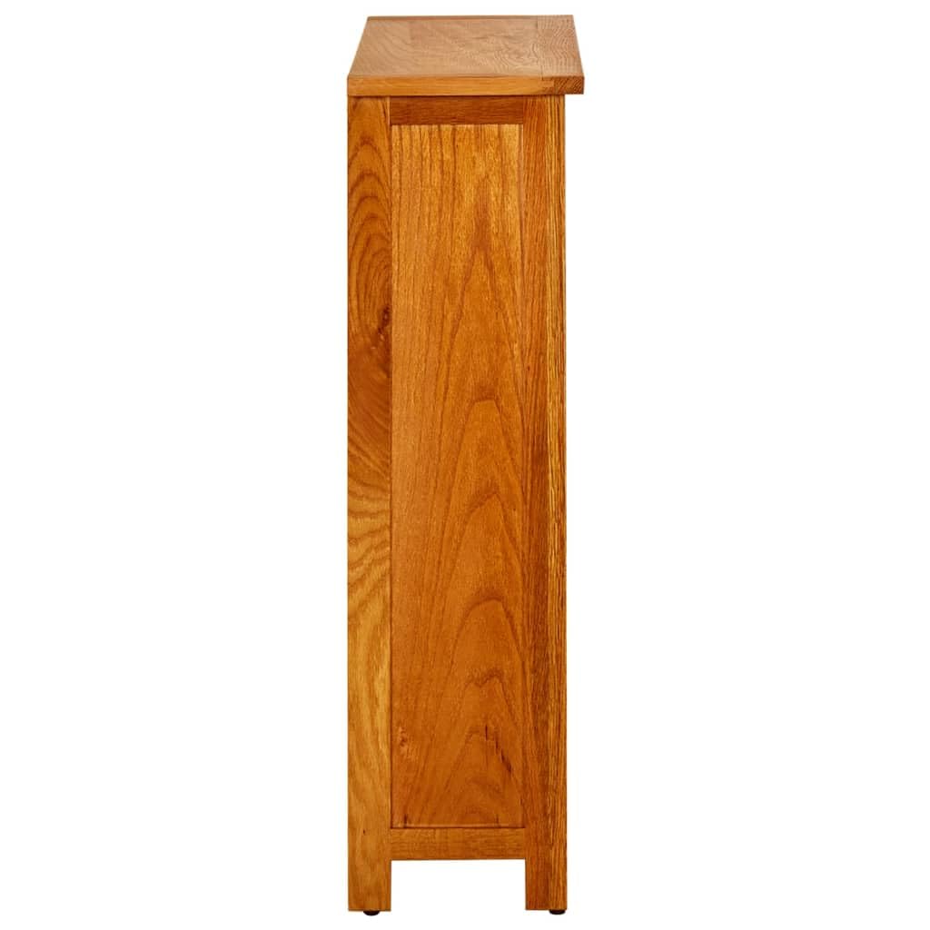 vidaXL Bookcase, Freestanding, 3-Shelf, Brown, Solid Oak Wood and MDF, Farmhouse-Style, Rustic Charm, 17.7"x8.9"x32.3"