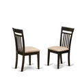 East West Furniture Capri Dining Room Linen Fabric Upholstered Solid Wood Chairs, Set of 2, Cappuccino