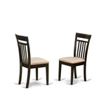 East West Furniture Capri Dining Room Linen Fabric Upholstered Solid Wood Chairs, Set of 2, Cappuccino