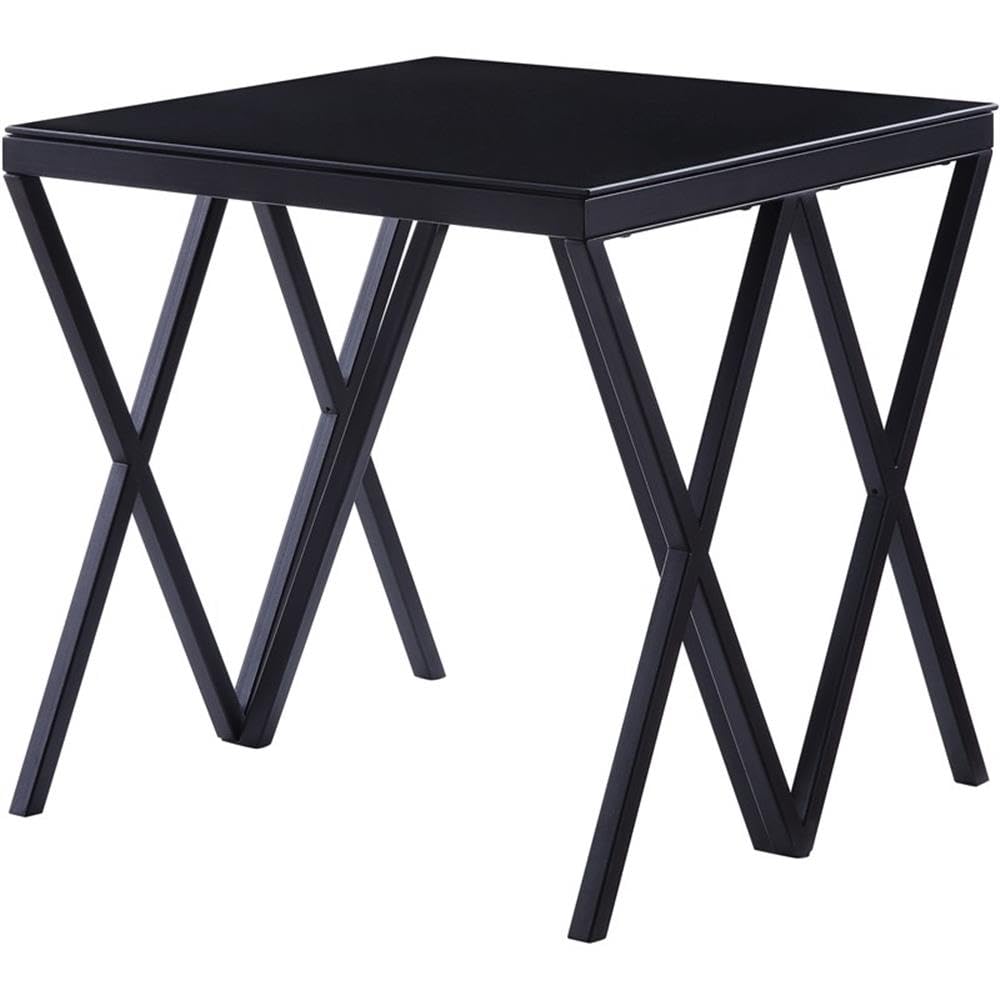 Acme Magenta Square Glass Top End Table in Black