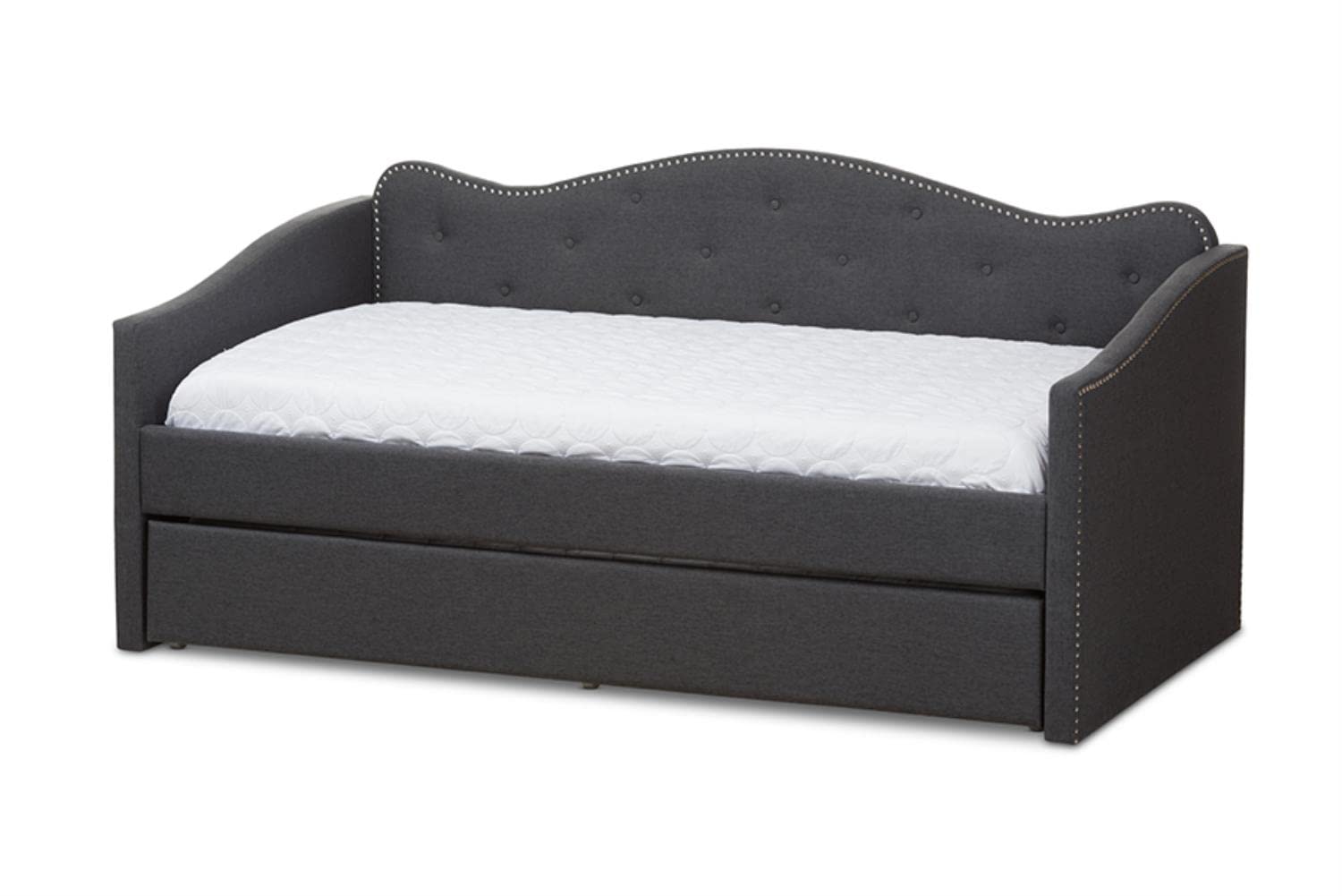 Baxton Studio Kaija Fabric Daybed With Trundle In Dark Gray