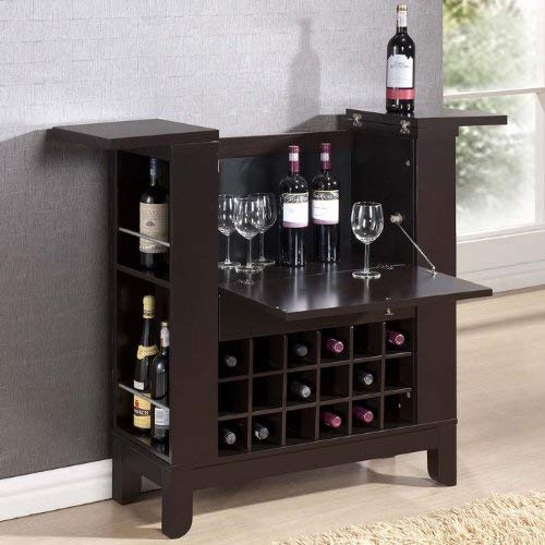 Baxton Studio Modesto Brown Modern Dry Bar and Wine Cabinet, Medium, Dark brown