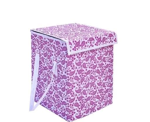 Multocolour Leaf Print Rectangular 40 L Laundry Box/Hamper Durable Collapsible Laundry Storage Basket for Dirty Clothes Foldable