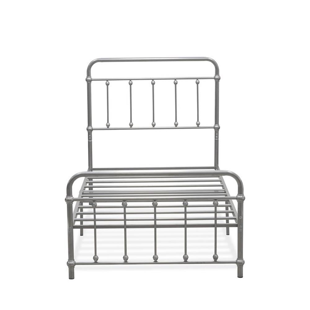 East West Furniture GDTBSIL Garland Twin Bed Frame with 6 Metal Legs - Deluxe Bed Frame in Powder Coating Silver Color