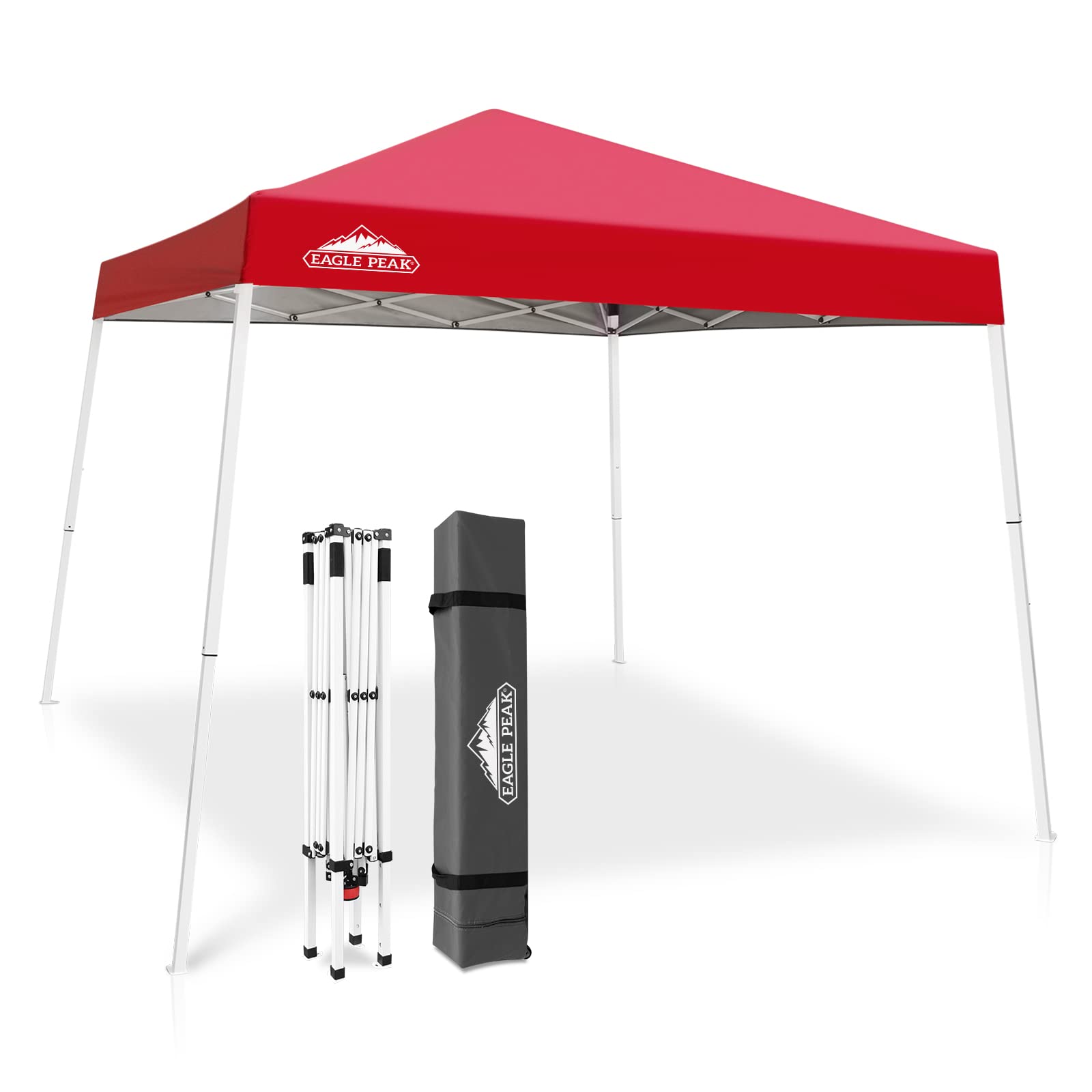 EAGLE PEAK Slant Leg Pop up Canopy Tent, Easy One Person Setup Instant Outdoor Beach Canopy Folding Portable Sports Shelter, 10x