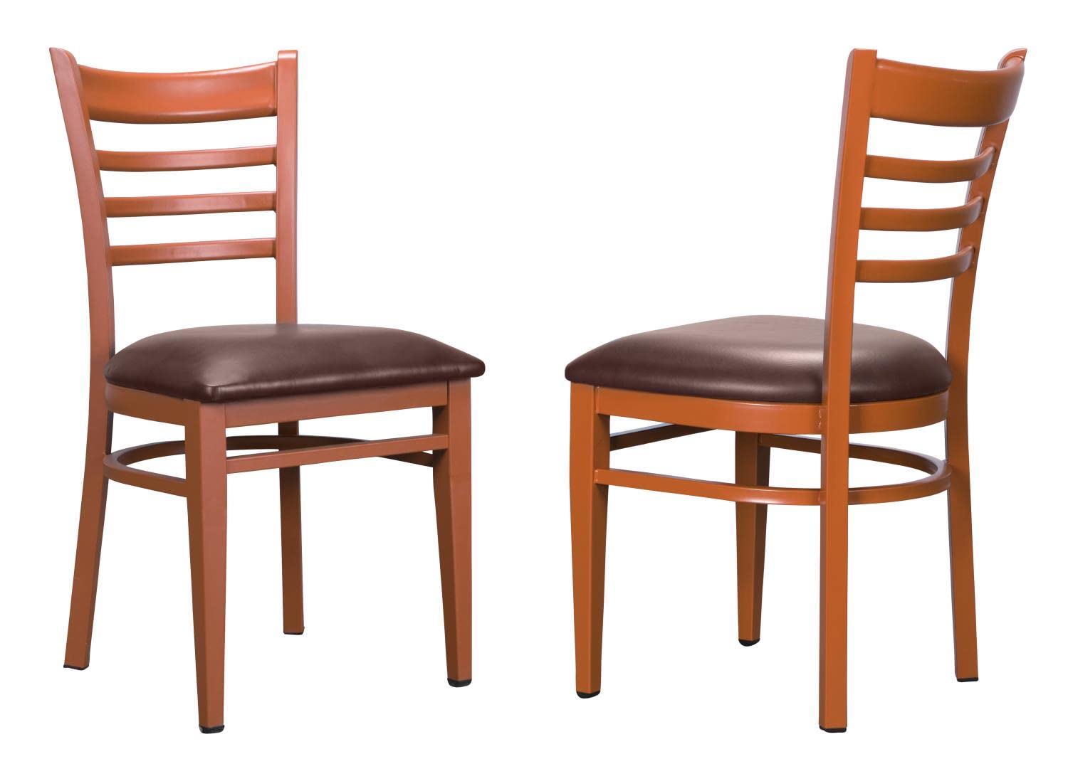 Linon Baxter Metal Side Chair Honey Burgundy Set of 2