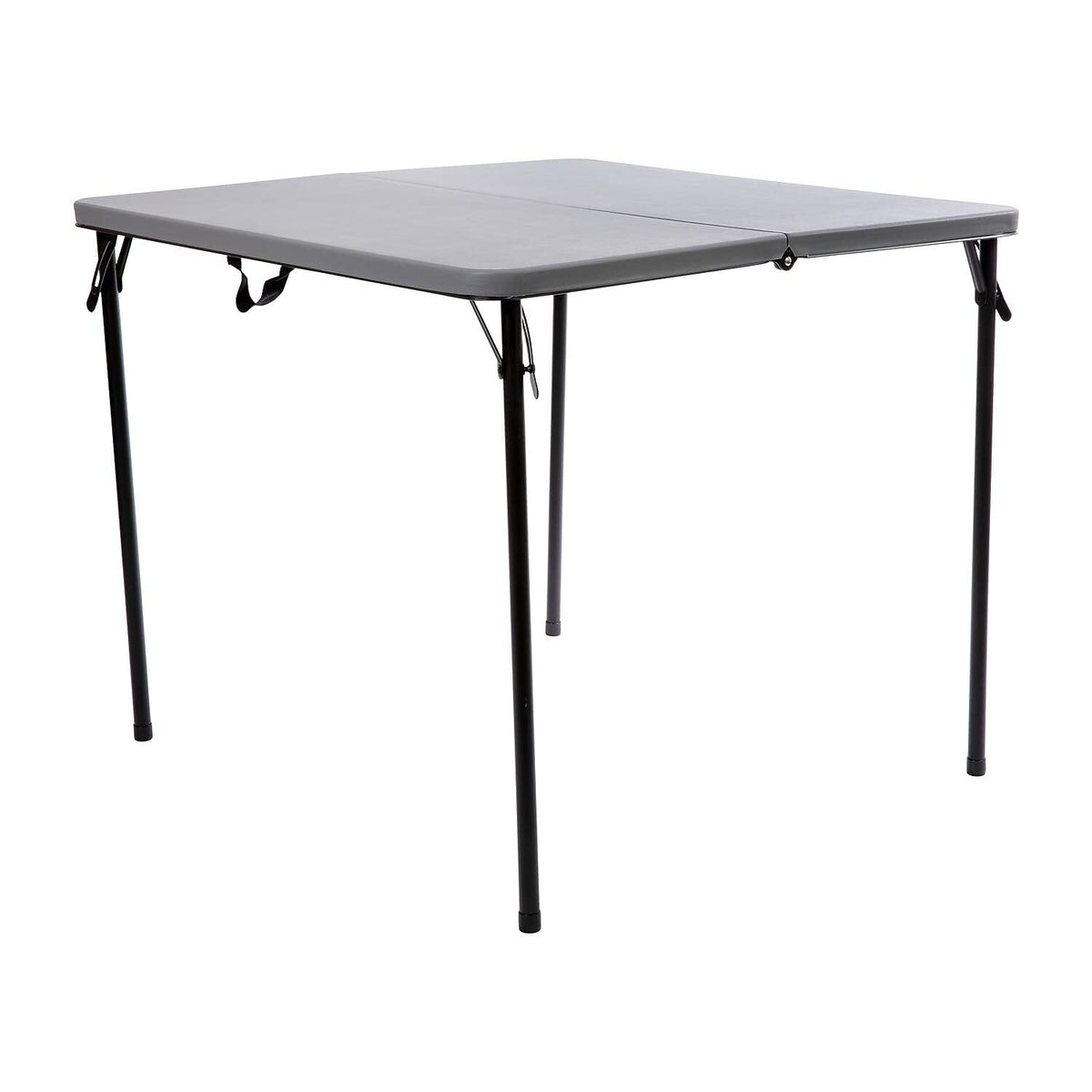 Flash Furniture Dunham 2.83' Square Plastic Folding Event Table with Carrying Handle, Bi-Fold Portable Banquet Table for Indoor/Outdoor Events, Gray