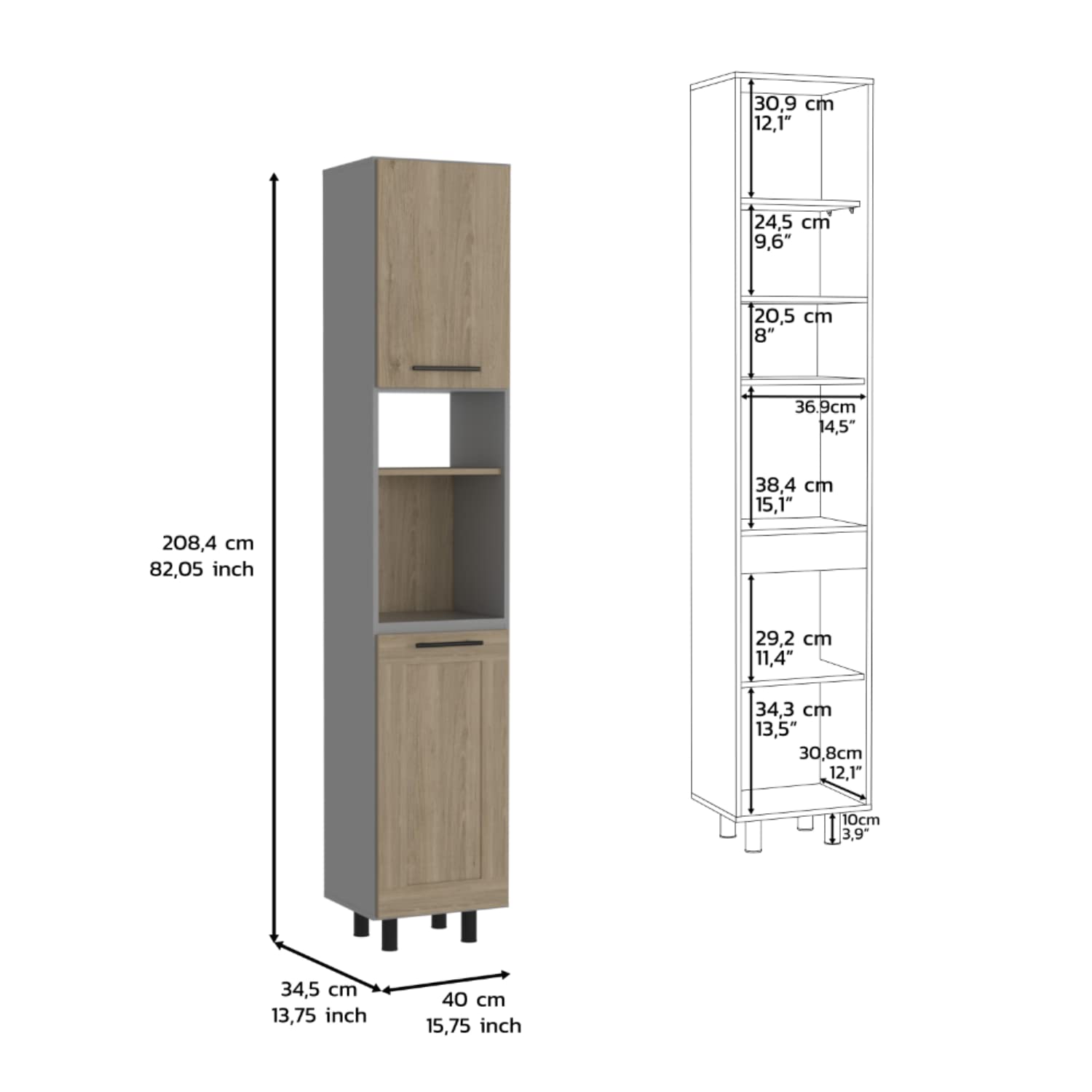 Blade Kitchen Pantry, Six Shelves, Double Door