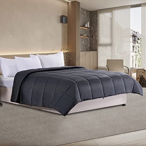 Nexhome Pro Organic Natural Bamboo Cooling Comforter,Dark Grey 106' L X 90' W King Lightweight Down Alternative Cool Duvet Ins
