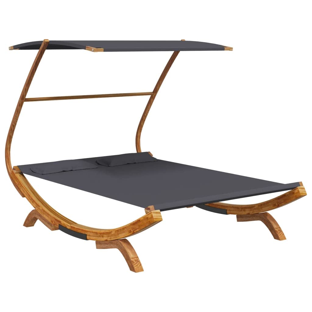 vidaXL Patio Lounge Bed with Canopy 65&quot;x79.9&quot;x54.3&quot; Solid Bent Wood Anthracite