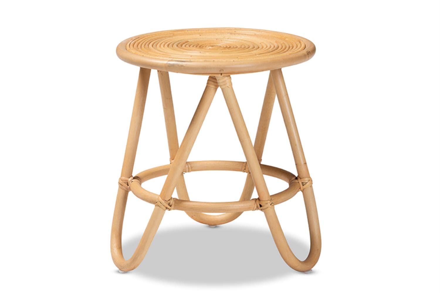 Baxton Studio Rinjani Modern Bohemian Natural Brown Rattan End Table