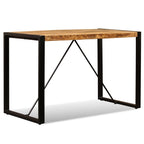 vidaXL Industrial Dining Table with Stable Steel Legs and Polished Rough Mango Wood - Matte Finish - Easy Assembly - 47.2"