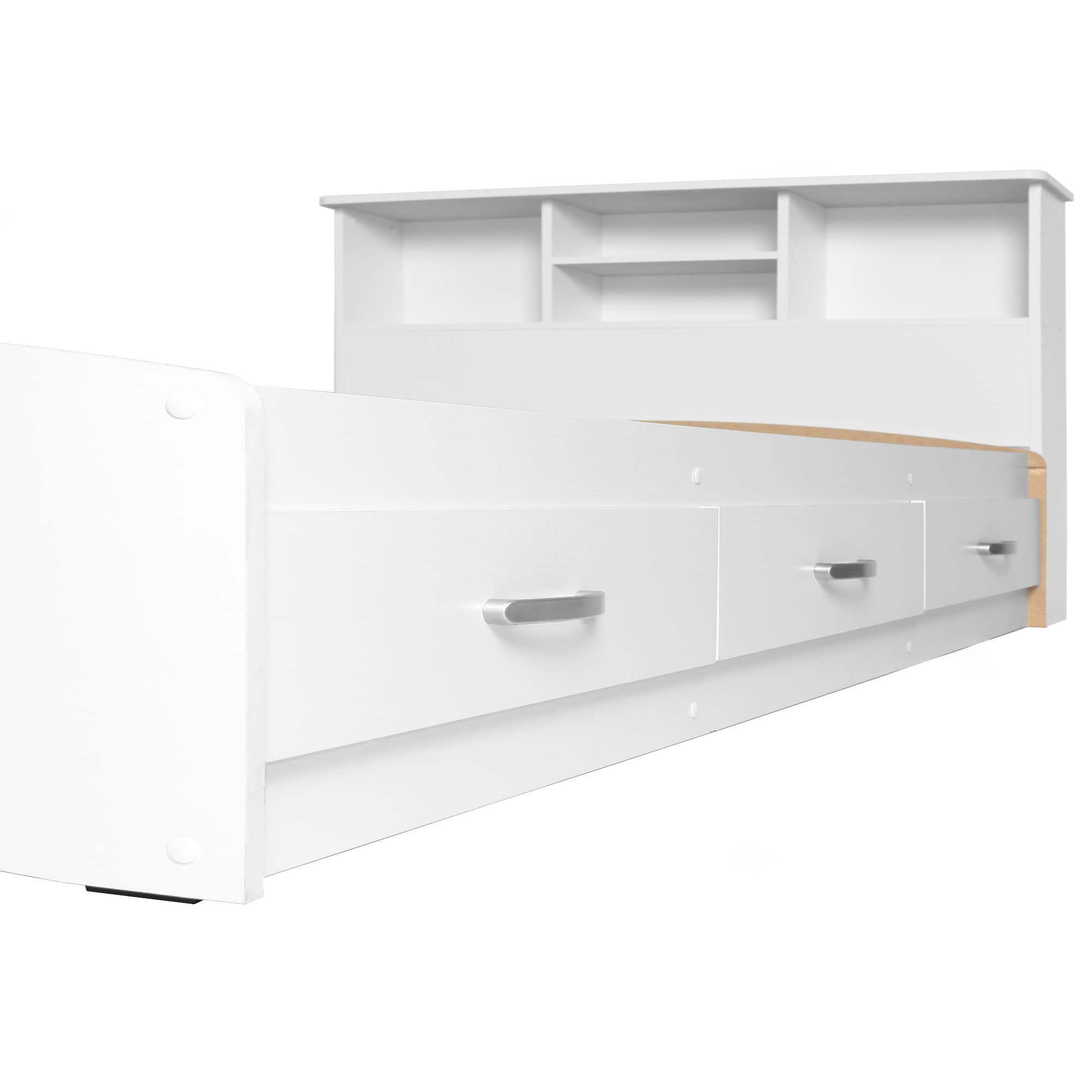 Better Home Products California Wooden Queen Captains Bed in White