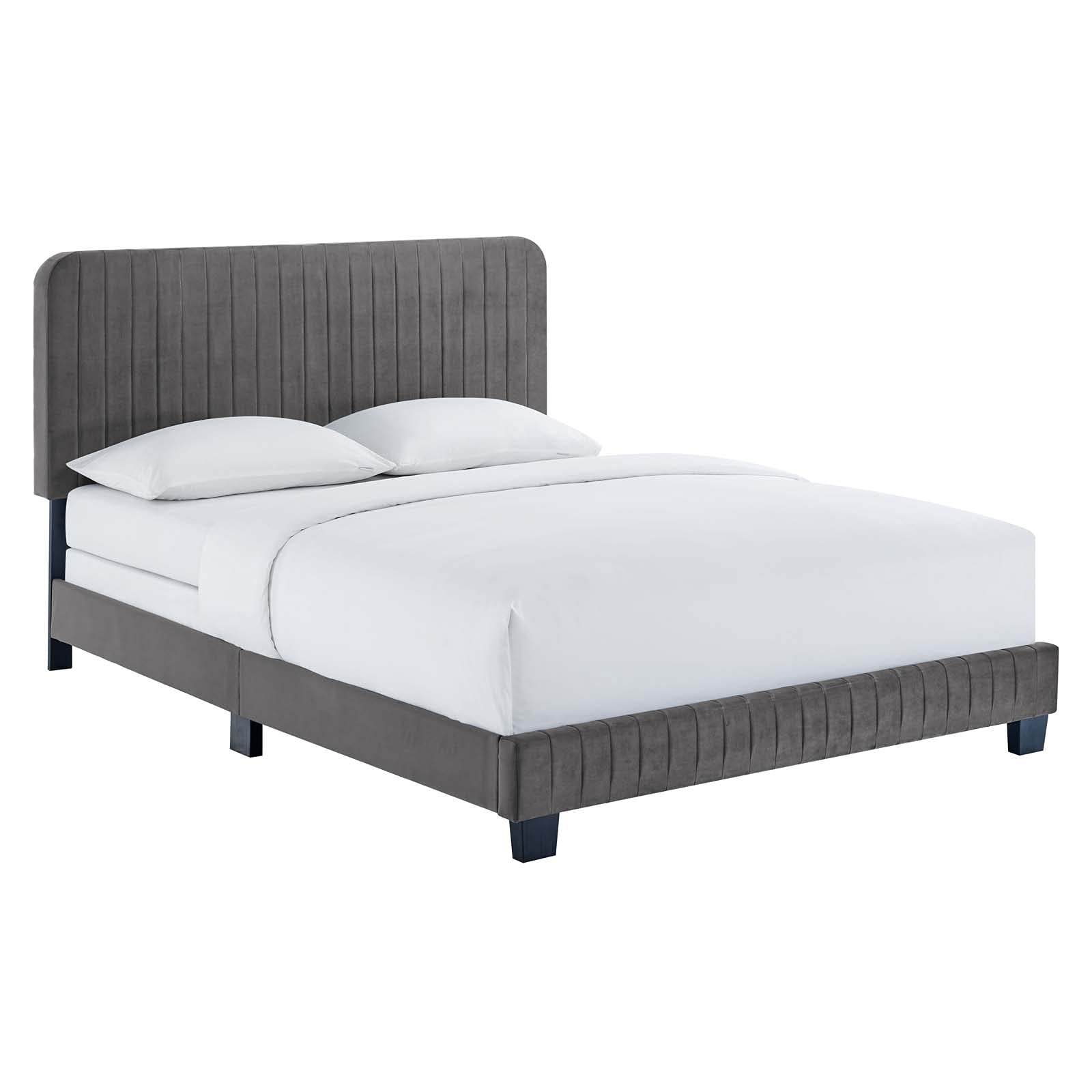 Modway Celine Channel Tufted Performance Velvet Bed, Queen, Gray